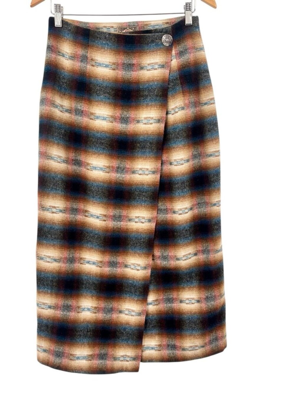 EXPRESS JEANS Women's Vintage Southwest Print Wool Blend Wrap Skirt 7/8